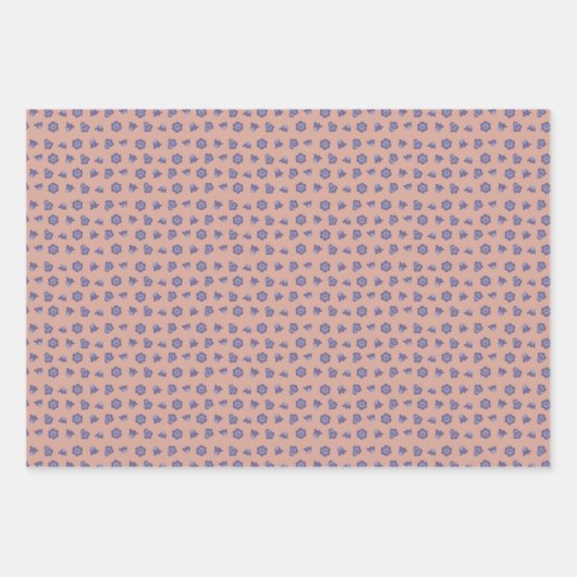 Lila Verpackungspapier mit Blumenmuster Geschenkpapier Set (Vorderseite 3)