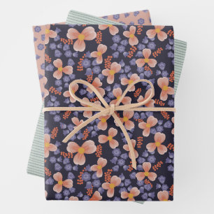Lila Verpackungspapier mit Blumenmuster Geschenkpapier Set