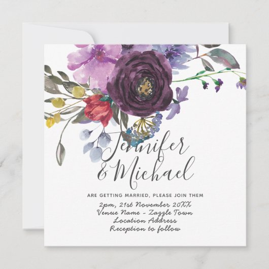 Lila Versprechen Einladungen für Hochzeiten Modern (Vorderseite)