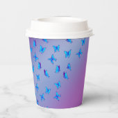 Lila verzauberte Schmetterlinge Pappbecher (Rückseite)