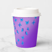 Lila verzauberte Schmetterlinge Pappbecher (Rückseite)