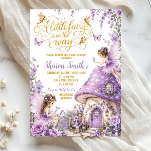 Lila verzauberte Waldfee-Baby-Party Einladung