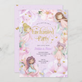 Lila verzaubertes Party, Geburtstag der Gartenmärc Einladung (Vorne/Hinten)