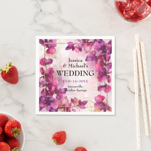 Lila Verzauberung Fuchsia: Wasserfarbe Serviette (Beispiel)