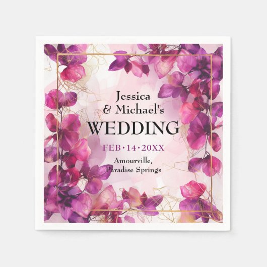 Lila Verzauberung Fuchsia: Wasserfarbe Serviette (Vorderseite)