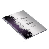 Lila verzierter silberner Wirbel, der Gast-Buch Notizblock (Rechte Seite)