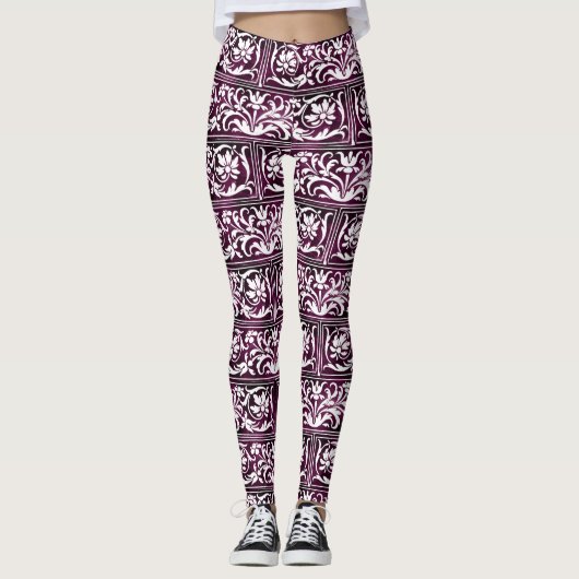 Lila verziertes Muster Leggings (Vorderseite)