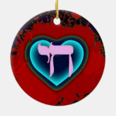 Lila Verzierung jüdischer Herzen Chais Keramikornament (Hinten)