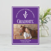 Lila Veterinäramt-Foto Custom Abschluss Ankündigung (Stehend Vorderseite)