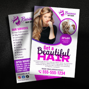 Lila Vibrante Haarstylist Salon Schönheit Make-up Flyer