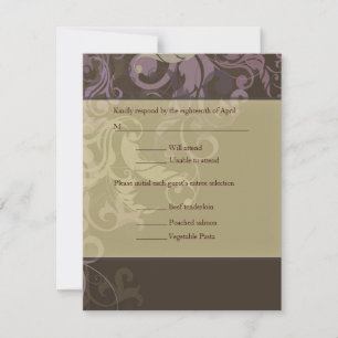 Lila Victoria Damask Hochzeitsfeier UAWG RSVP Karte