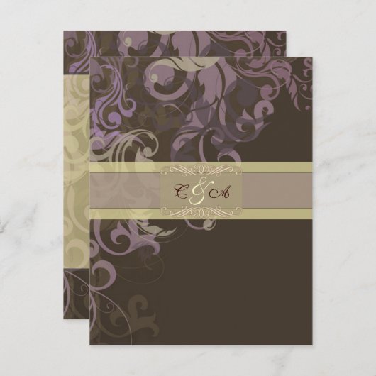 Lila Victoria Wedding Card Begleitkarte (Vorne/Hinten)