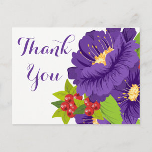Lila Vielen Dank an Blume - Hochzeitsfeier Postkarte