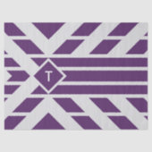 Lila Vierkantenstreifen, Monogramm Tissue Seidenpapier (Vorderseite)