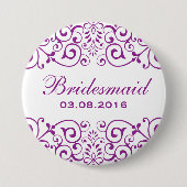 Lila Viktorianische Blume Bridesmaid-Taste Button (Vorderseite)