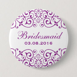 Lila Viktorianische Blume Bridesmaid-Taste Button