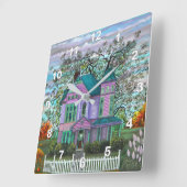 Lila Viktorianische Pumpkins Wagner Herbst Quadratische Wanduhr (Winkel)