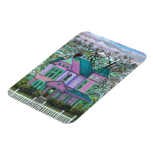 Lila Viktorianische Pumpkins Wagon Fall Trees Magnet (Linke Seite)