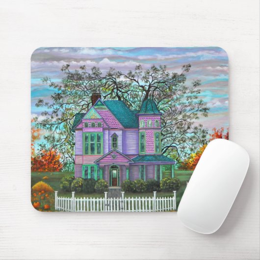 Lila Viktorianische Pumpkins Wagon Fall Trees Mousepad (Mit Mouse)