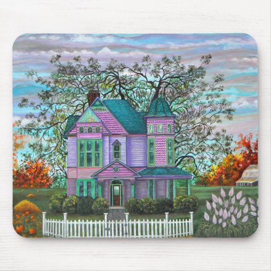 Lila Viktorianische Pumpkins Wagon Fall Trees Mousepad (Vorne)