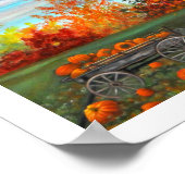 Lila Viktorianische Wohnwagen Pumpkins Fall Bäume Poster (Ecke)