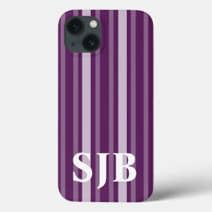 Lila Viktorianischer Streifen mit Monogramm Case-Mate iPhone Hülle
