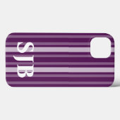 Lila Viktorianischer Streifen mit Monogramm Case-Mate iPhone Hülle (Rückseite (Horizontal))