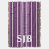 Lila Viktorianischer Streifen mit Monogramm Decke (Vorderseite Vertikal)