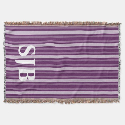 Lila Viktorianischer Streifen mit Monogramm Decke (Vorderseite)
