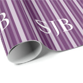 Lila Viktorianischer Streifen mit Monogramm Geschenkpapier (Rolleneckpunkt)