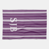 Lila viktorianischer Streifen mit Monogramm Geschirrtuch (Horizontal)