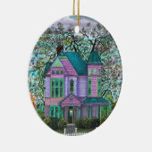 Lila Viktorianisches Haus Romantische 1800er Keramik Ornament (Rechts)