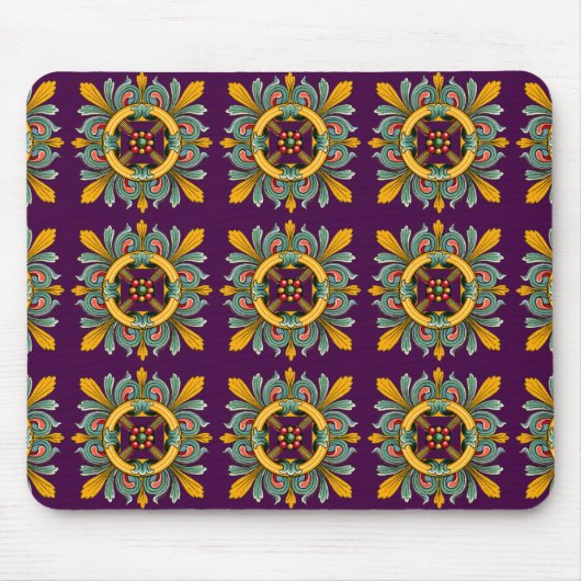 Lila Viktorianisches Tile-Design Mousepad (Vorne)