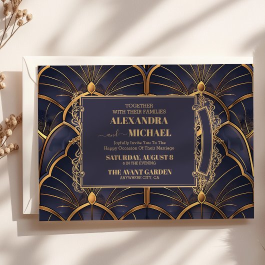 Lila Vintage Art Déco Hochzeit Einladung