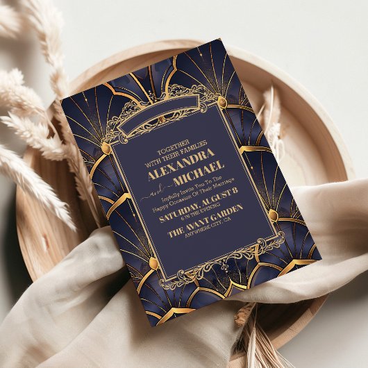 Lila Vintage Art Déco Hochzeit Einladung