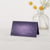 Lila Vintage ausgeblendete Sterne Halloween Platzkarte (Vorderseite)