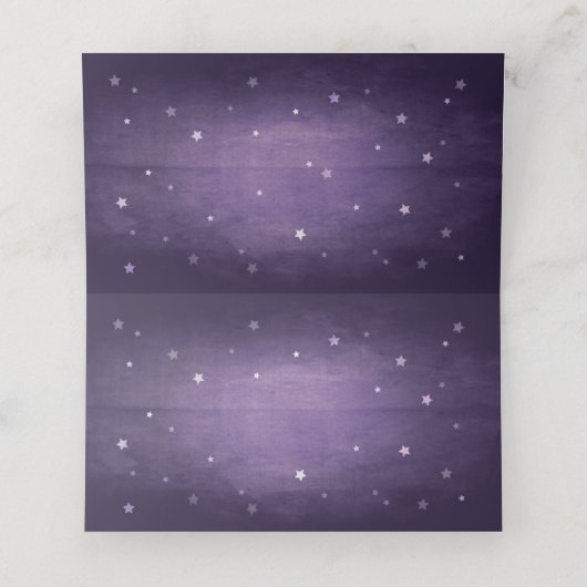 Lila Vintage ausgeblendete Sterne Halloween Platzkarte (Innenseite Aufgefaltet)