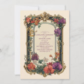 Lila Vintage Blumenhochzeit Einladung (Vorderseite)