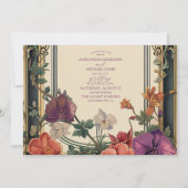 Lila Vintage Blumenhochzeit Einladung (Vorderseite)