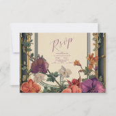 Lila Vintage Blumenhochzeit RSVP Karte (Vorderseite)