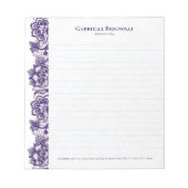 Lila Vintage Blumenspitze Notizblock (Vorderseite)