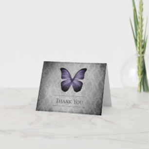 Lila Vintage Butterfly Damask Hochzeit Danke