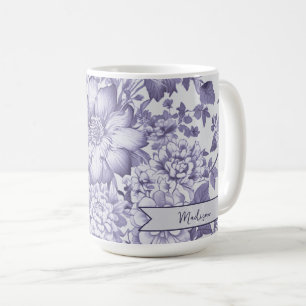 Lila Vintage-Chinoiserie-Blumenmuster personalisie Kaffeetasse