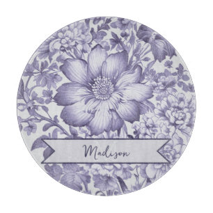 Lila Vintage-Chinoiserie-Blumenmuster personalisie Schneidebrett