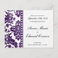 Lila Vintage-Damask-Sparklace Save the Dates