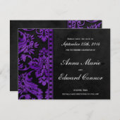 Lila Vintage Damassohle Save the Date (Vorne/Hinten)