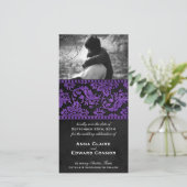 Lila Vintage Damassohle Save the Date (Stehend Vorderseite)