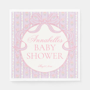 Lila Vintage Fancy Blumen Baby Shower Dessert Serviette