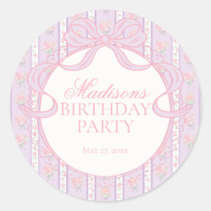Lila Vintage Fancy Floral Geburtstag Kreis Siegel Runder Aufkleber