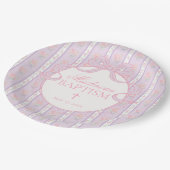 Lila Vintage Fancy Floral Taufe Pappteller (Schrägansicht)